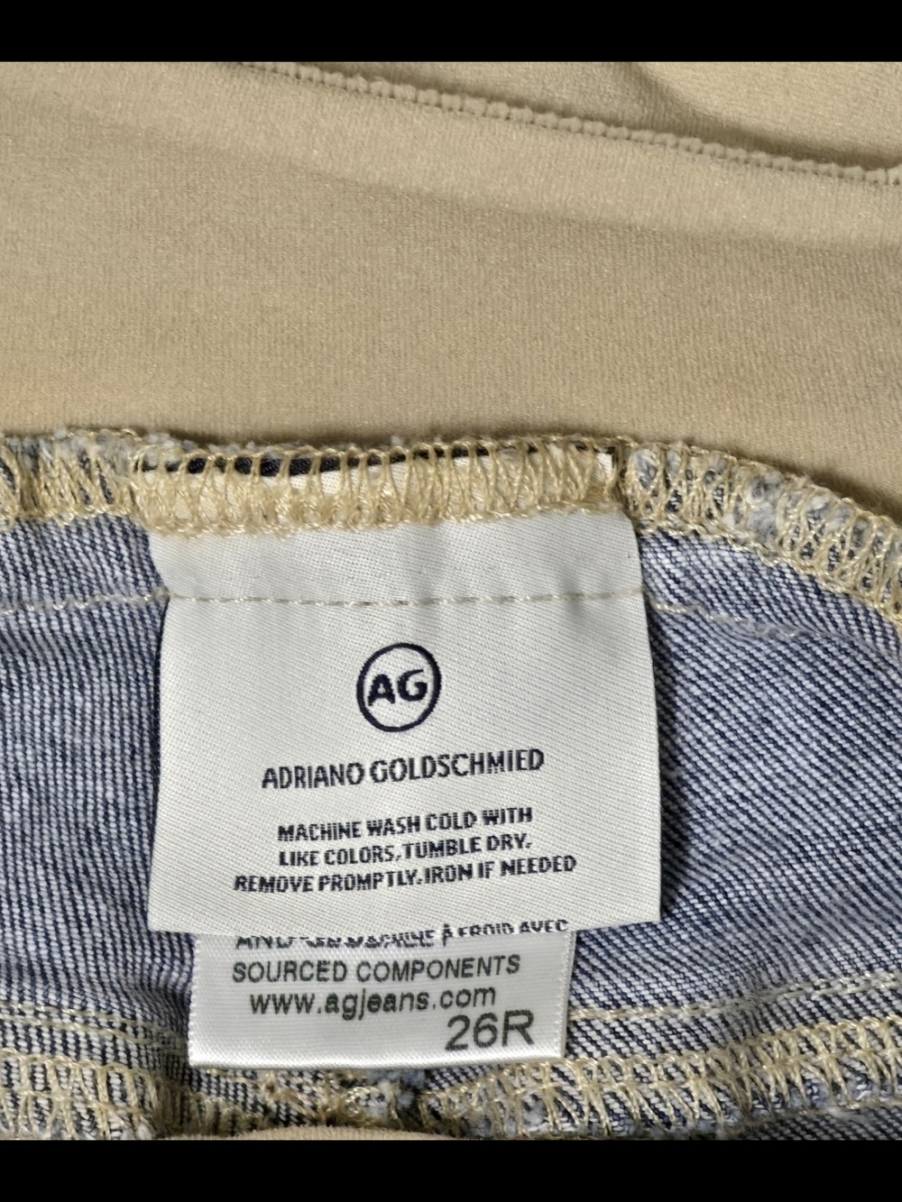 Ag Adriano Goldschmied Maternity Skinny Jeans in Blue with Beige Panel - Picture 3 of 4